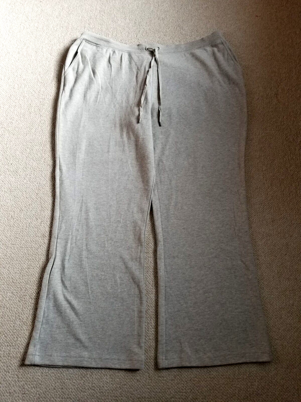Womens Pants-LAUREN RALPH LAUREN-grey cotton knit lounge cozy elastic pull on-3X